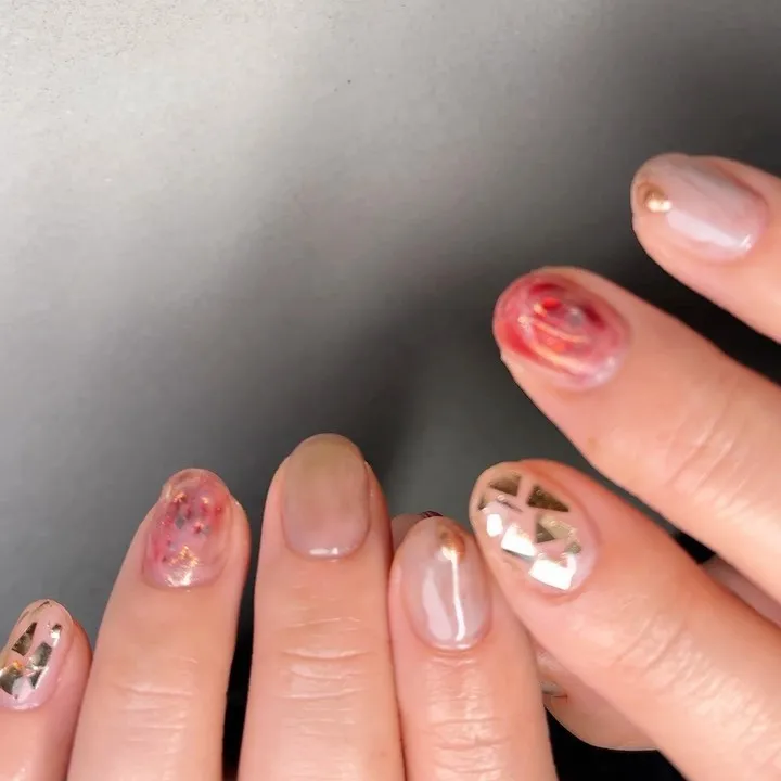 うる艶ショートネイル♡横浜ニュアンスネイルサロン