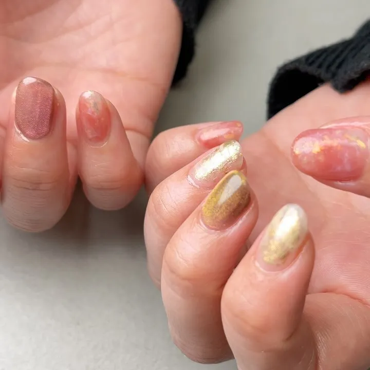 PINK＆GOLD♡春ネイル￤横浜ニュアンスネイルサロン